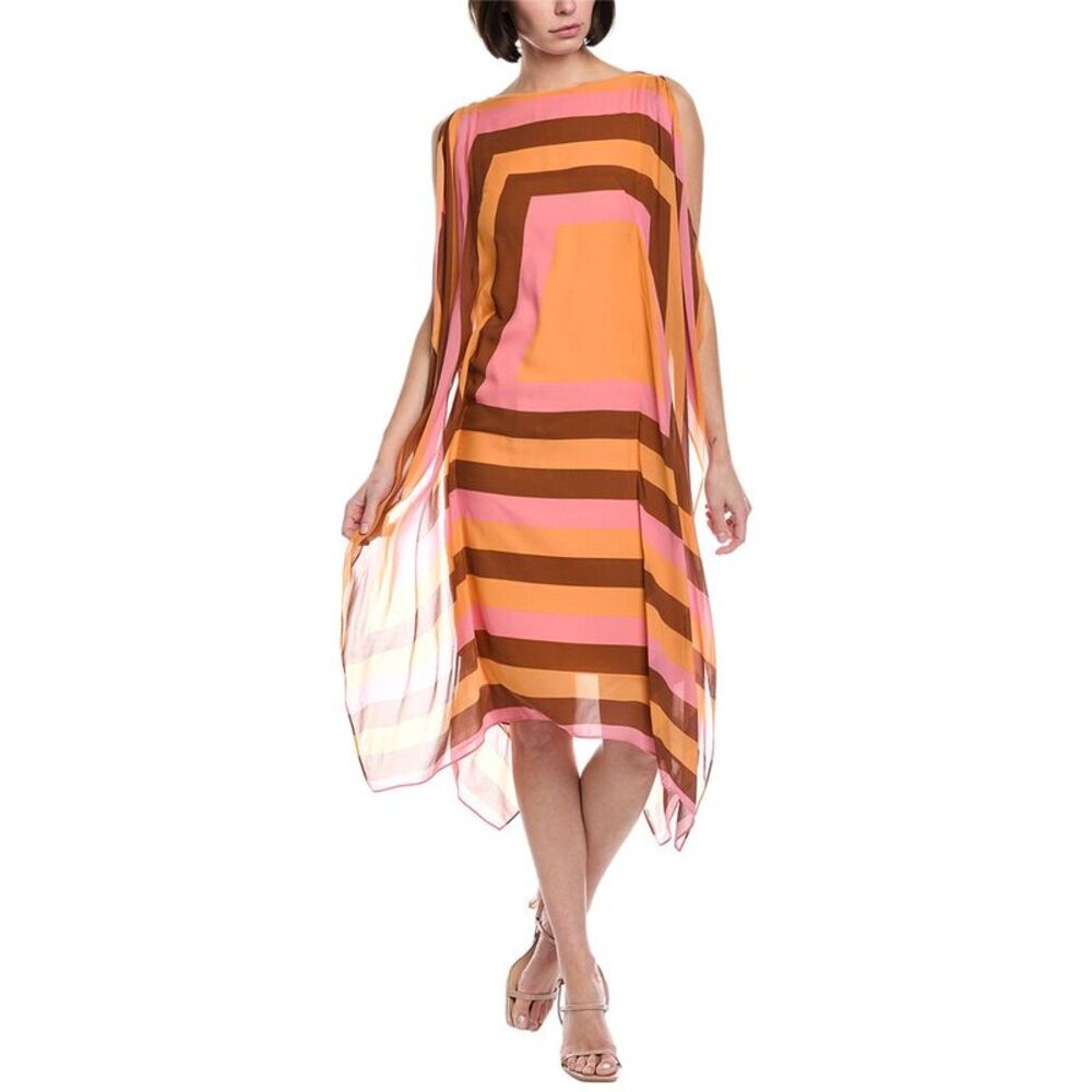 Akris Womens Silk Midi Dress, Yellow